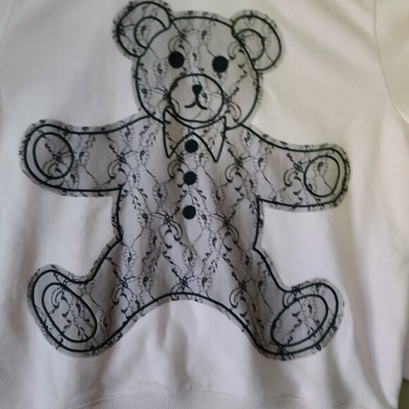 Teddy Fresh Lace Applique Bear Sweatshirt Small Pink Long Sleeve Fun Soft NWOT - Picture 3 of 9